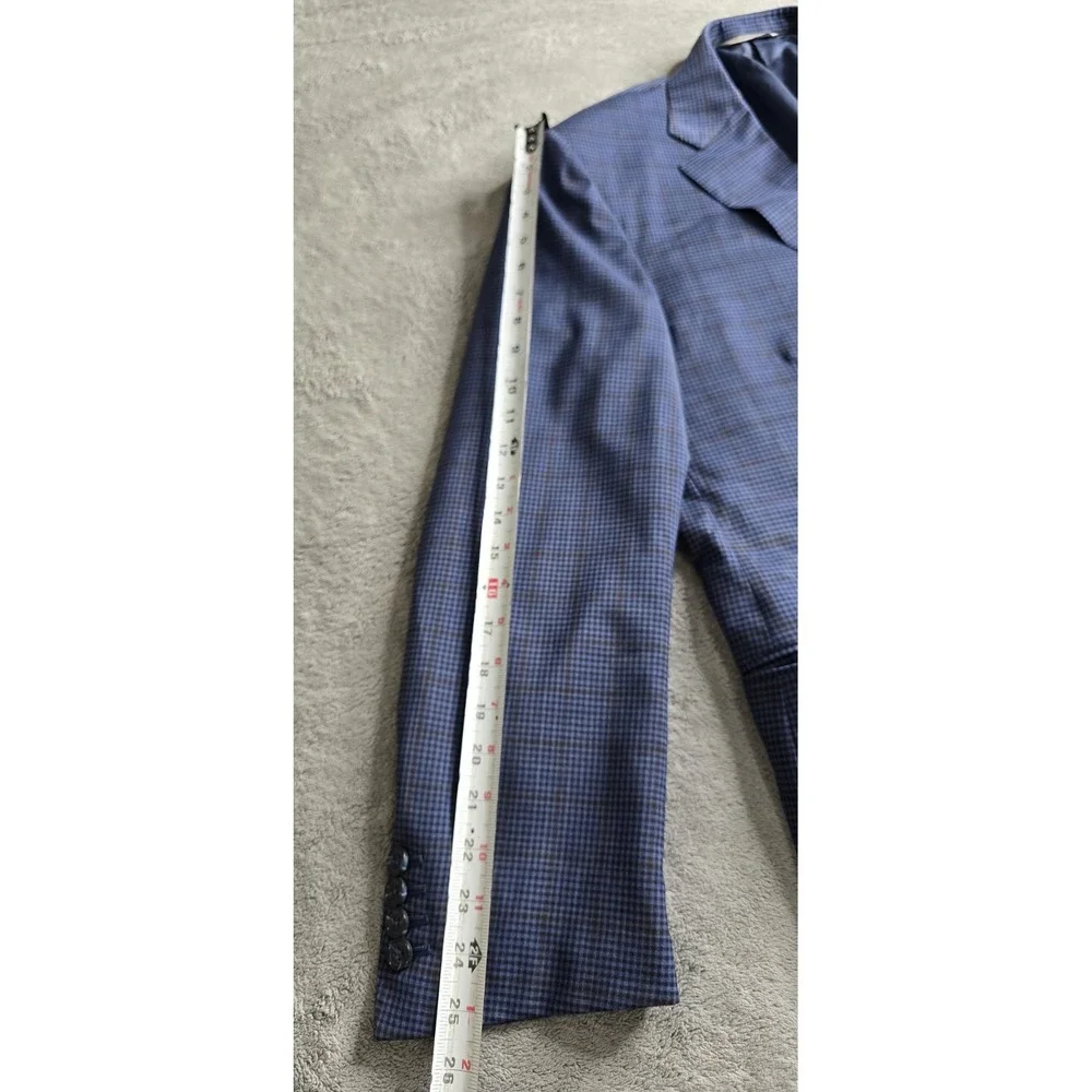 Canali 1934 Blazer Sportscoat Mens 46R Blue Plaid Italian Wool 2-Button